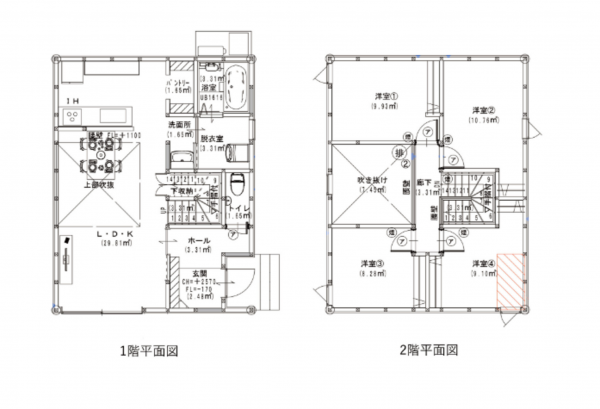 宮崎市大塚台西、新築一戸建ての間取り画像です