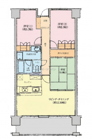 宮崎市錦町、マンションの間取り画像です