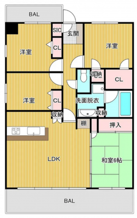 宮崎市大字恒久、マンションの間取り画像です