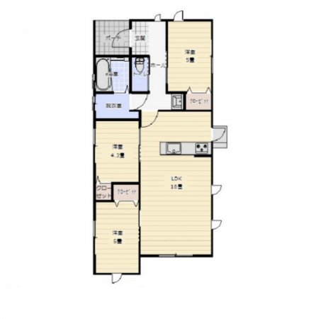 宮崎市大字本郷北方、新築一戸建ての間取り画像です