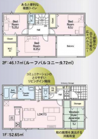 宮崎市恒久、新築一戸建ての間取り画像です