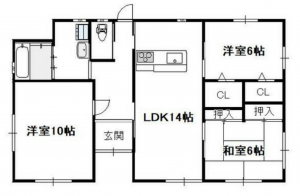 宮崎市大字田吉、中古一戸建ての間取り画像です