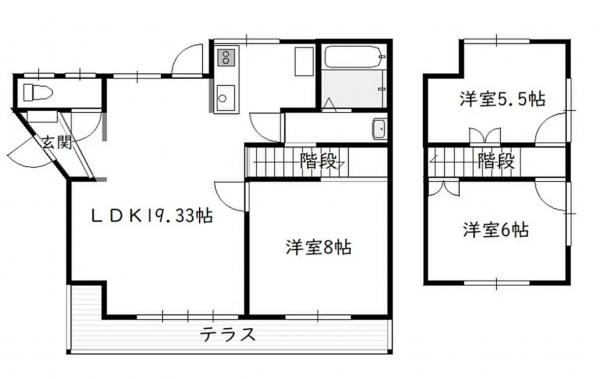 宮崎市南花ケ島町、中古一戸建ての間取り画像です