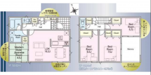 宮崎市恒久、新築一戸建ての間取り画像です