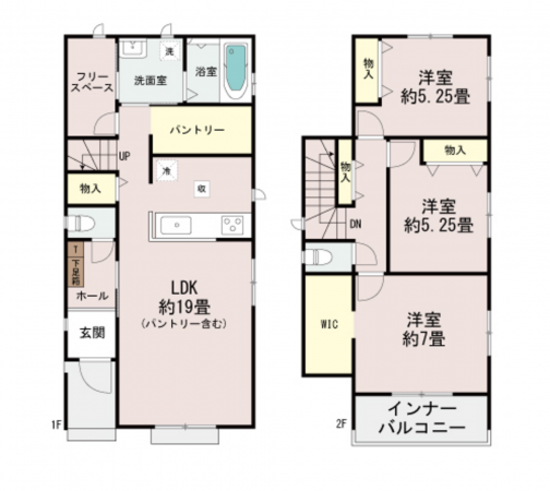 宮崎市月見ケ丘、新築一戸建ての間取り画像です