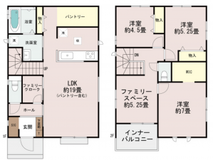 宮崎市月見ケ丘、新築一戸建ての間取り画像です