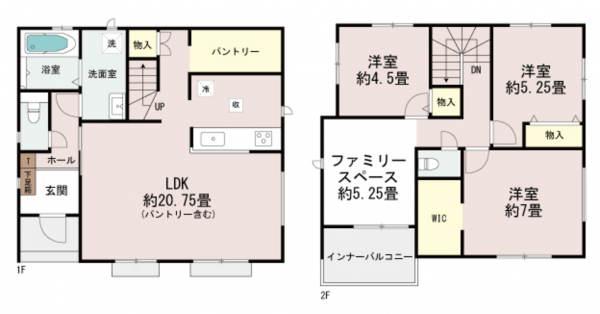 宮崎市佐土原町、新築一戸建ての間取り画像です