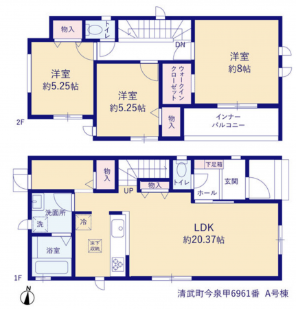 宮崎市清武町、新築一戸建ての間取り画像です
