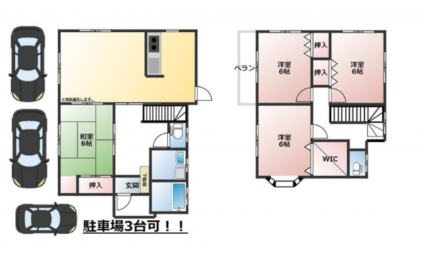 観音寺市豊浜町姫浜、中古一戸建ての間取り画像です