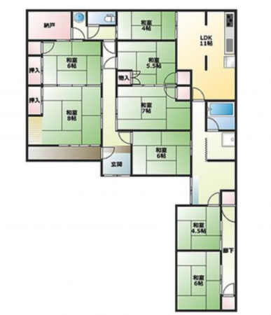 三豊市詫間町詫間、中古一戸建ての間取り画像です