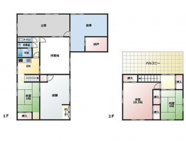三豊市詫間町詫間、中古一戸建ての間取り画像です