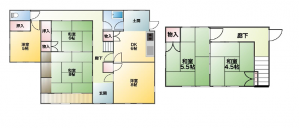 三豊市詫間町松崎、中古一戸建ての間取り画像です