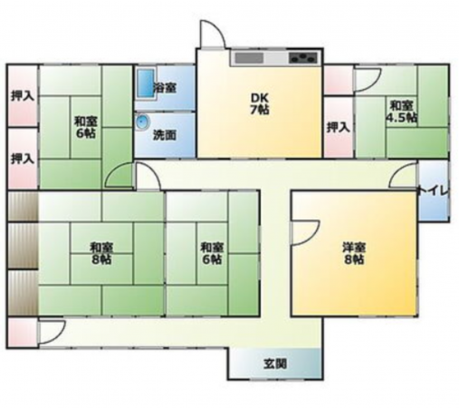 三豊市三野町吉津、中古一戸建ての間取り画像です