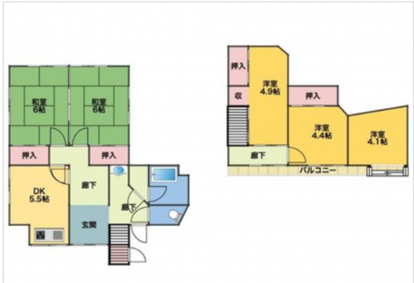 三豊市仁尾町仁尾丁、中古一戸建ての間取り画像です