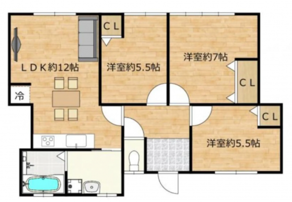 三豊市三野町吉津、中古一戸建ての間取り画像です