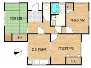 三豊市高瀬町下勝間、中古一戸建ての間取り画像です