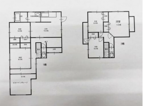 三豊市豊中町比地大、中古一戸建ての間取り画像です