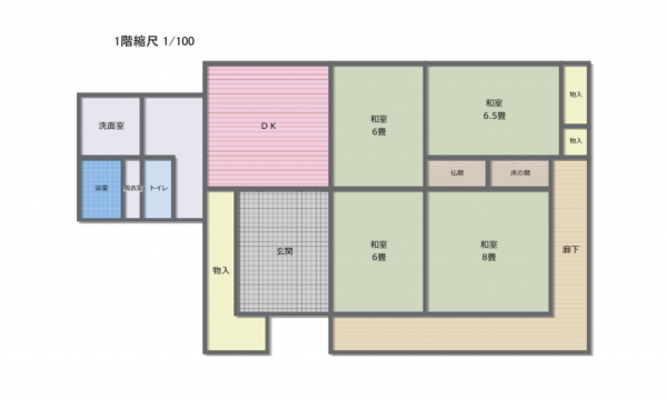 三豊市高瀬町比地、中古一戸建ての間取り画像です