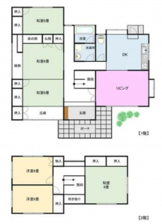 観音寺市大野原町萩原、中古一戸建ての間取り画像です