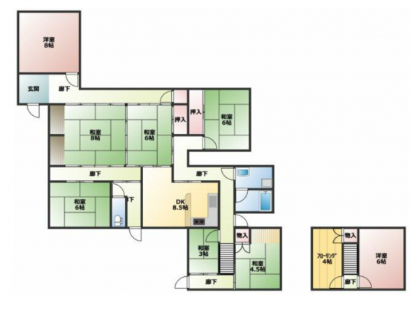 三豊市詫間町松崎、中古一戸建ての間取り画像です