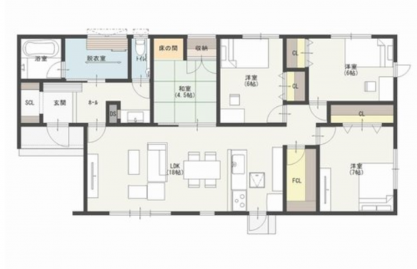 三豊市豊中町本山甲、新築一戸建ての間取り画像です