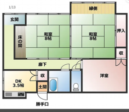 三豊市詫間町大浜、中古一戸建ての間取り画像です