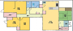 三豊市豊中町比地大、中古一戸建ての間取り画像です