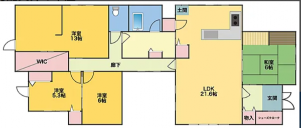 三豊市豊中町比地大、中古一戸建ての間取り画像です