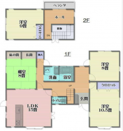 三豊市高瀬町羽方、中古一戸建ての間取り画像です