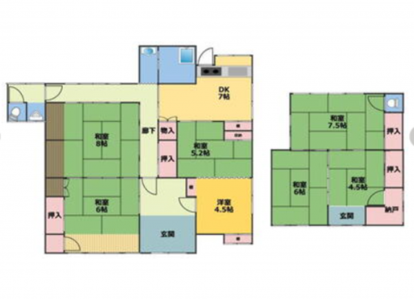 三豊市詫間町詫間、中古一戸建ての間取り画像です