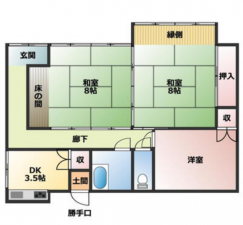 三豊市詫間町大浜、中古一戸建ての間取り画像です