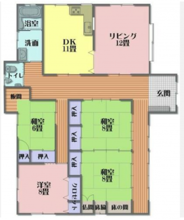三豊市豊中町上高野、中古一戸建ての間取り画像です