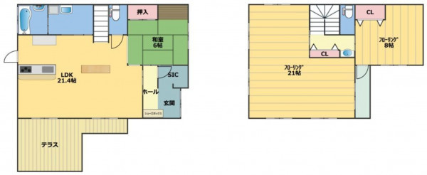 三豊市豊中町笠田笠岡、中古一戸建ての間取り画像です