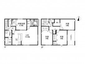 新築戸建て 松本市筑摩4丁目 (LDK15.5帖、洋6帖・6帖・6帖、和4.5帖)
