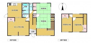 佐賀市高木瀬西、中古一戸建ての間取り画像です