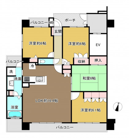 佐賀市神野西、中古マンションの間取り画像です