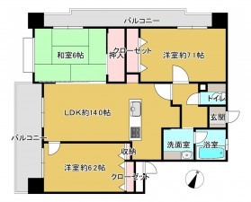 佐賀市鍋島、中古マンションの間取り画像です