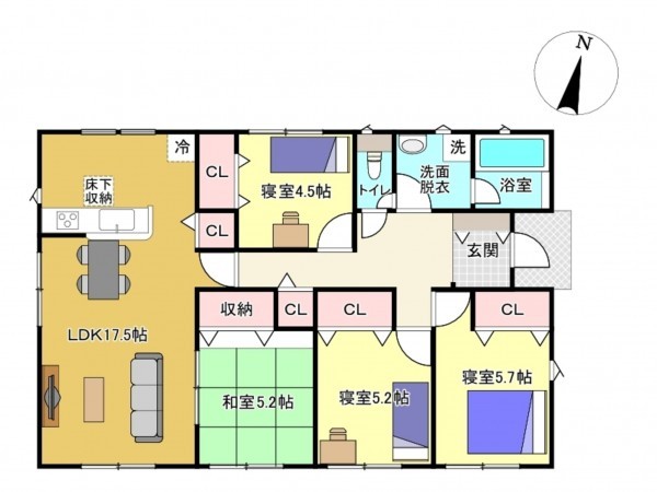 佐賀市高木瀬西、新築一戸建ての間取り画像です