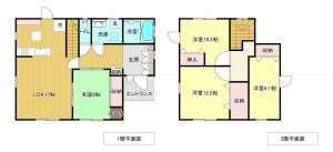 佐賀市金立町、中古一戸建ての間取り画像です
