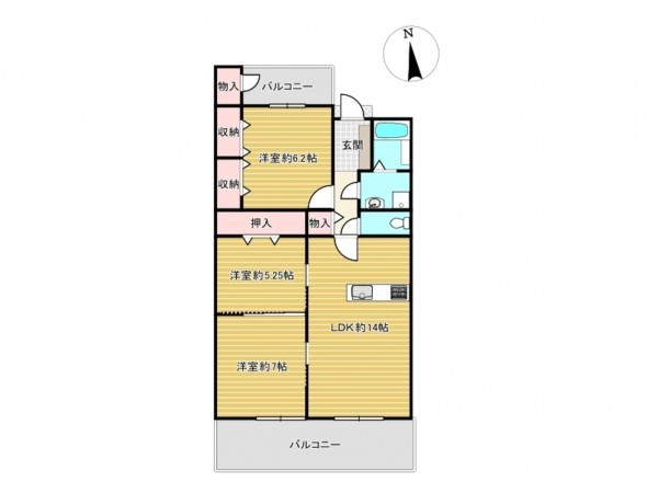 佐賀市神野東、中古マンションの間取り画像です