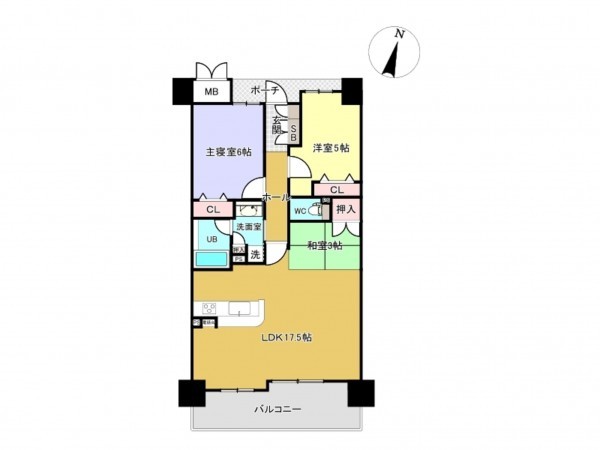 佐賀市兵庫北、中古マンションの間取り画像です