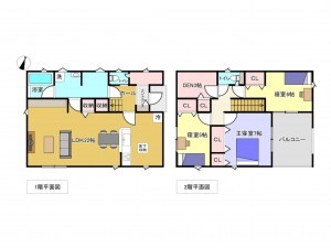 佐賀市神野西、新築一戸建ての間取り画像です