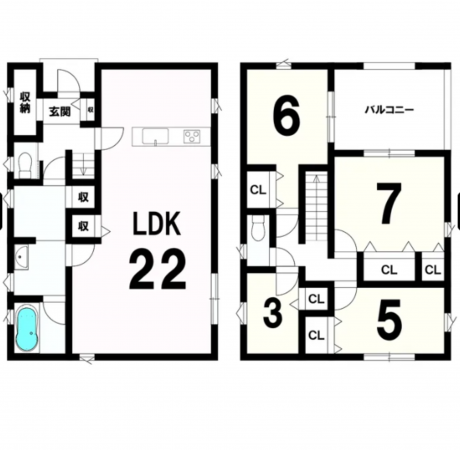 佐賀市神野西、新築一戸建ての間取り画像です