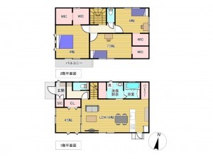 佐賀市神野西、新築一戸建ての間取り画像です