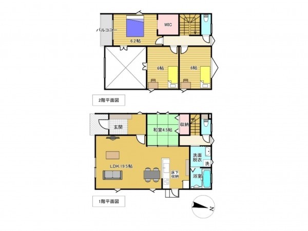 佐賀市神野西、新築一戸建ての間取り画像です
