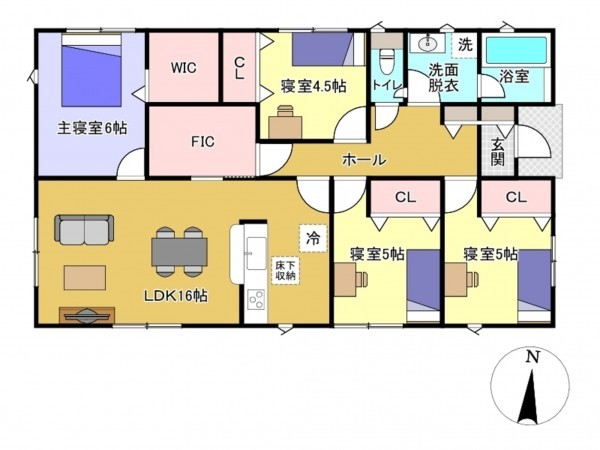 佐賀市大和町、新築一戸建ての間取り画像です