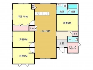 佐賀市久保泉町、新築一戸建ての間取り画像です
