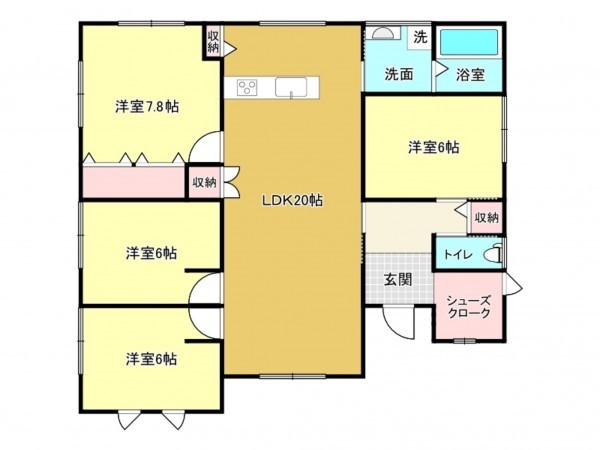 佐賀市久保泉町、新築一戸建ての間取り画像です