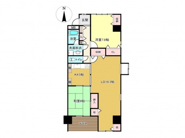 佐賀市神野東、中古マンションの間取り画像です