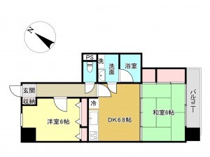 佐賀市栄町、中古マンションの間取り画像です